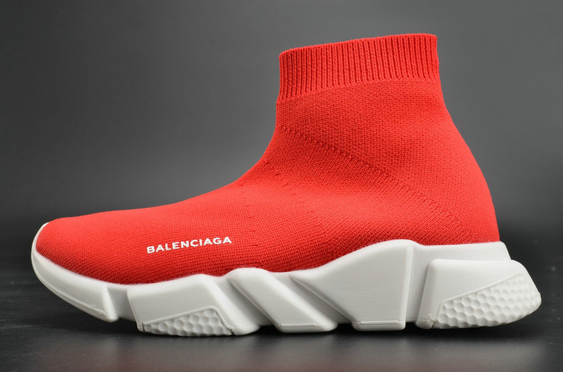 Balenciaga Speed Trainer Stretch Knit Red White Racer Sneakers Balenciaga For Sale